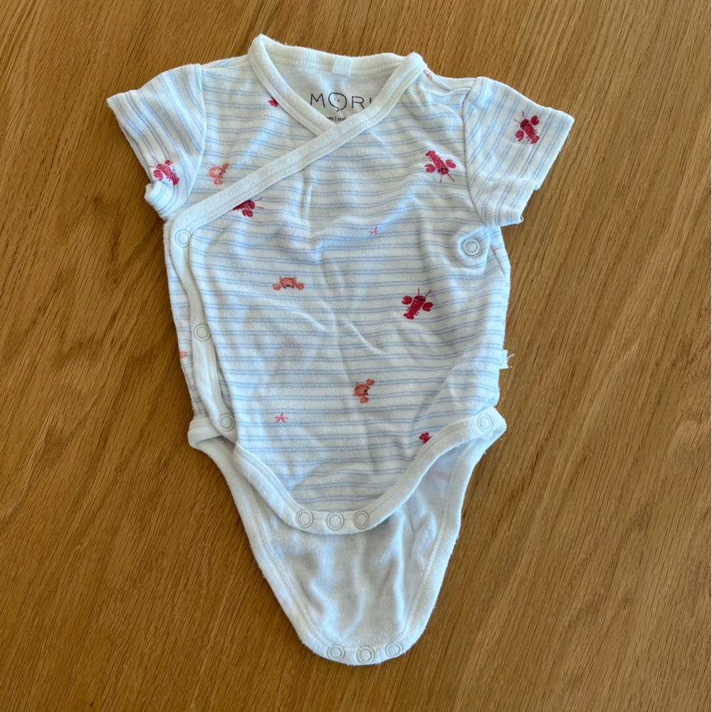 MORI baby onesie with seaside animals 0-3 months